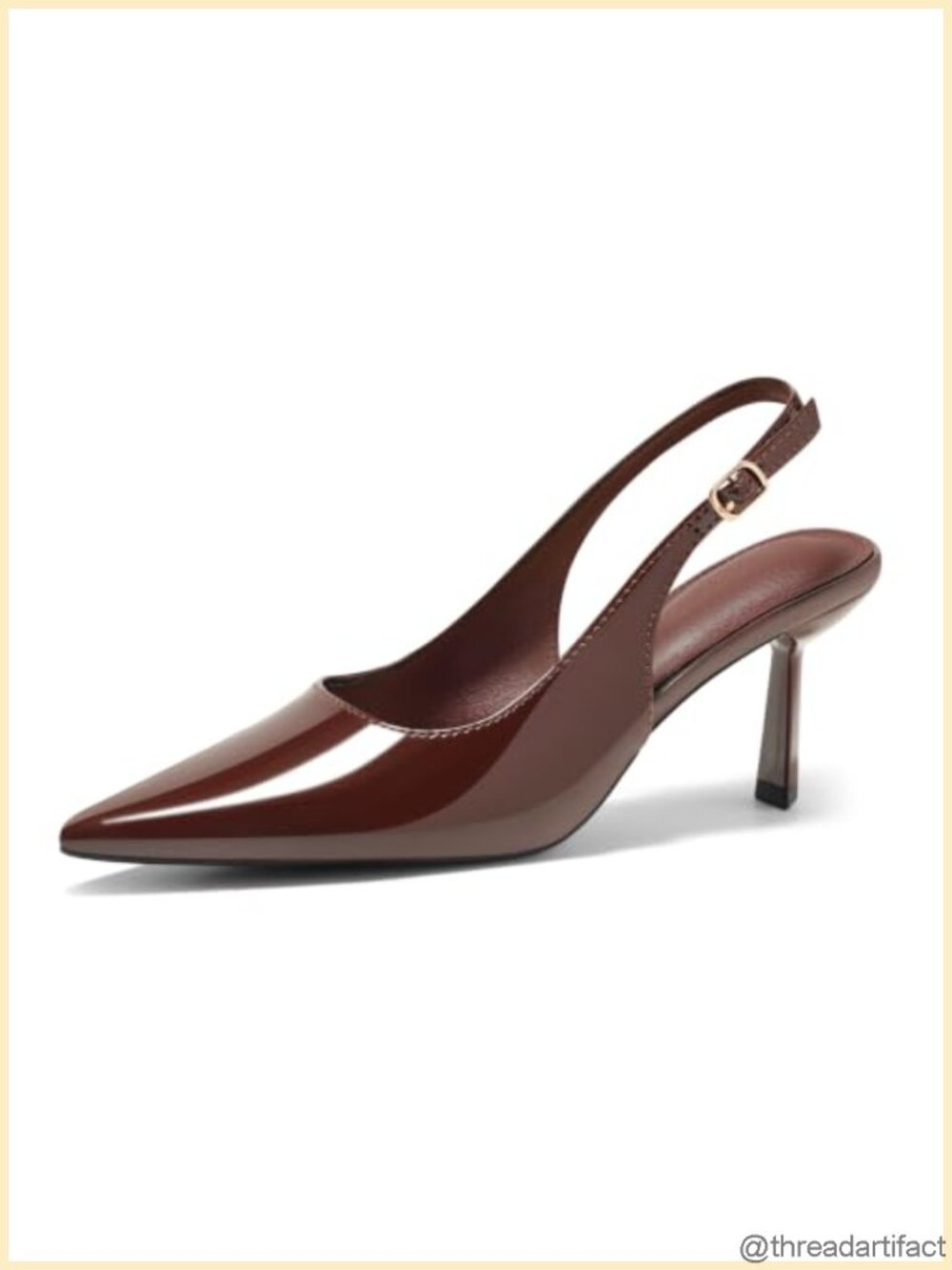 Faux Leather Slingback Kitten Heels Pointed Toe Work Pumps